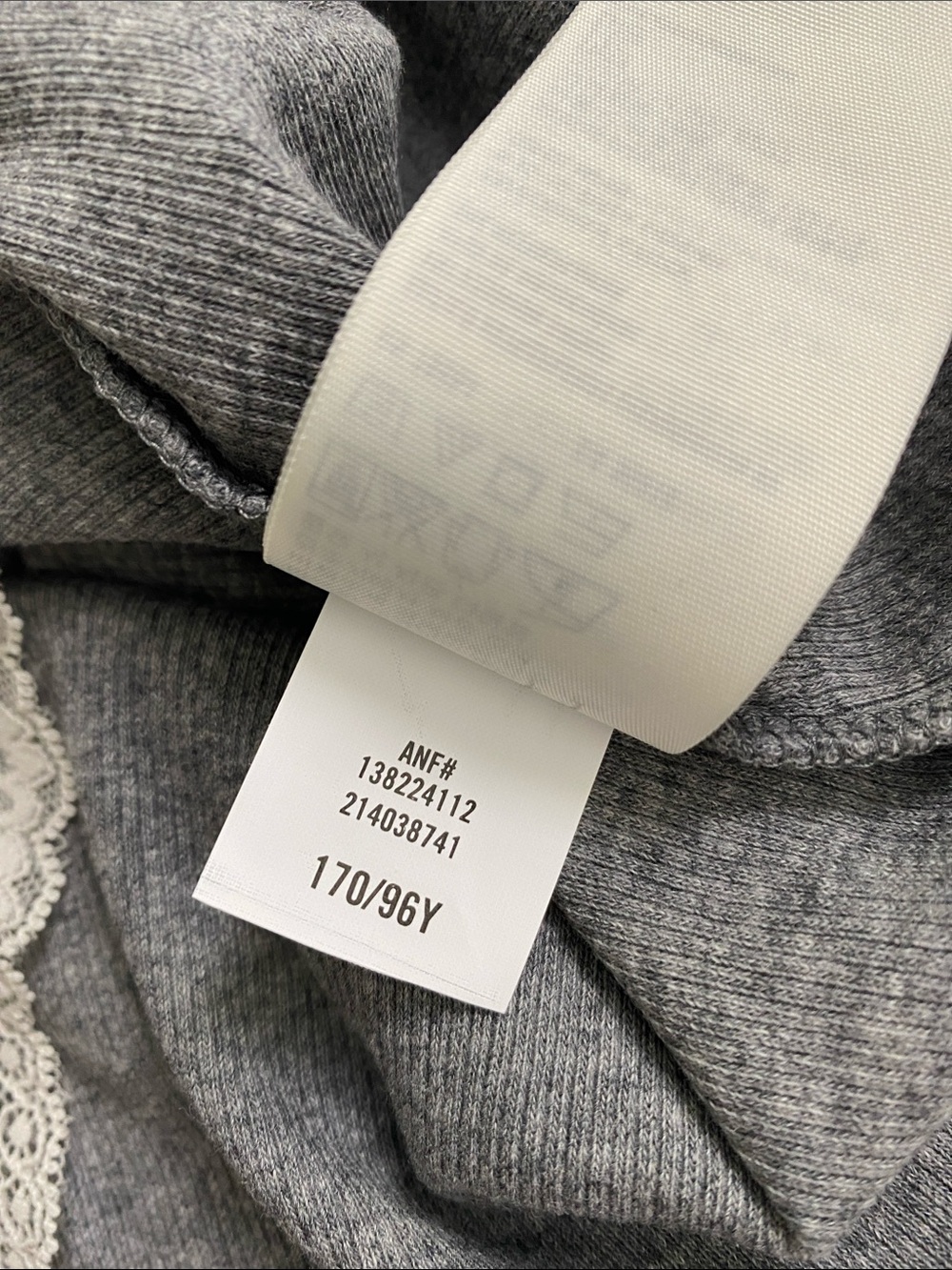 Abercrombie & Fitch Lace Embroidered Ribbed Camisole/Tank Top | Gray/Ivory - Picture 15 of 16